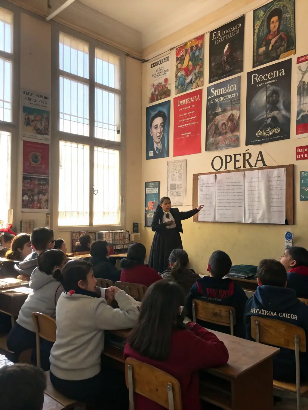 A picture of a workshop session where participants are learning about the history and techniques of chanson from an experienced instructor.